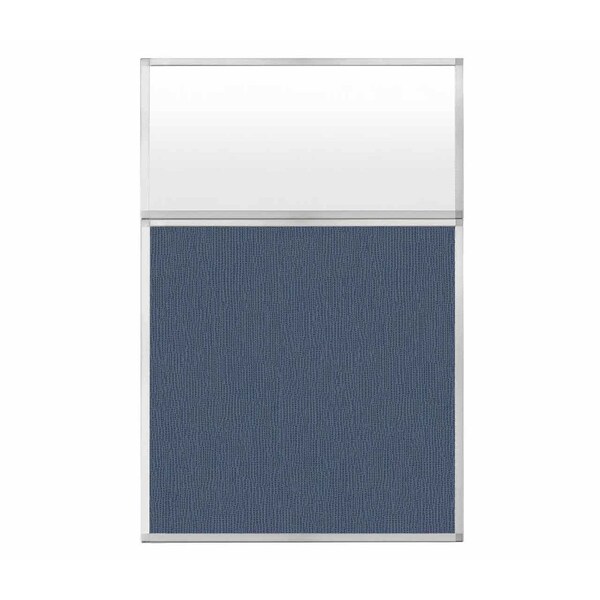 Hush Panel Configurable Cubicle Partition 4' x 6' W/ Window Ocean Fabric Frosted Window